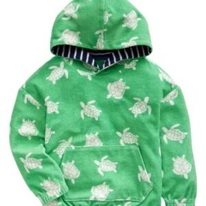 Mini Boden- Terrycloth Green Turtle Hoodie Sweatshirt
